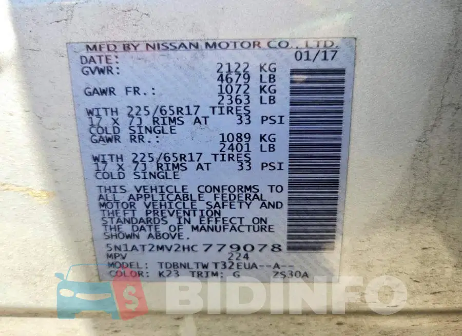 5N1AT2MV2HC779078 Photo# 13