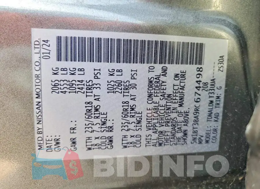5N1BT3BA9RC674498 Photo# 13