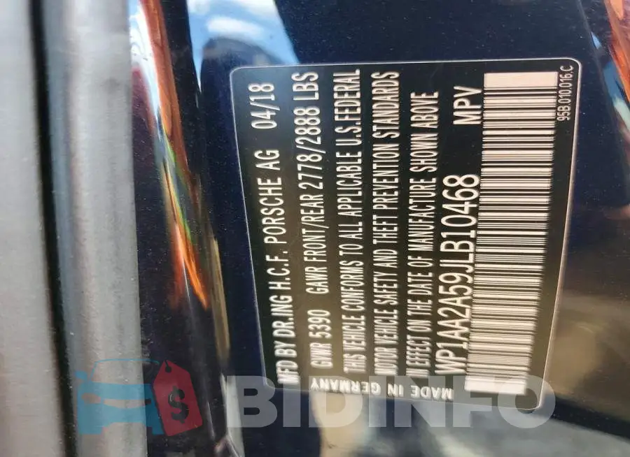 WP1AA2A59JLB10468 Photo# 13