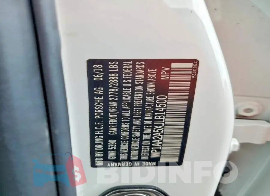 WP1AA2A5XJLB14500 Photo# 13