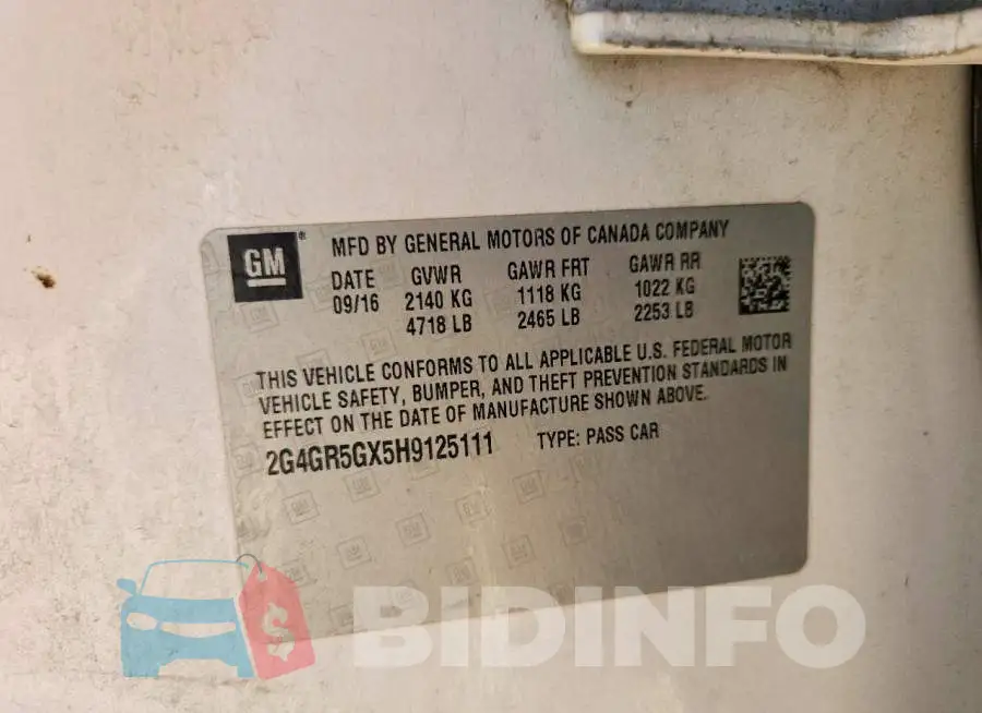 2G4GR5GX5H9125111 Photo# 13