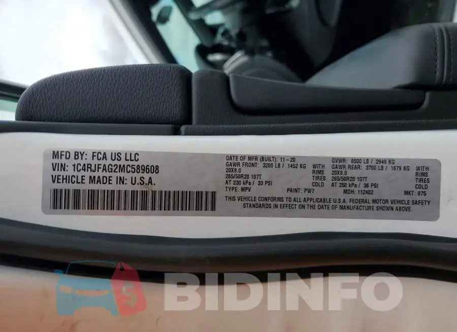 1C4RJFAG2MC589608 Photo# 13