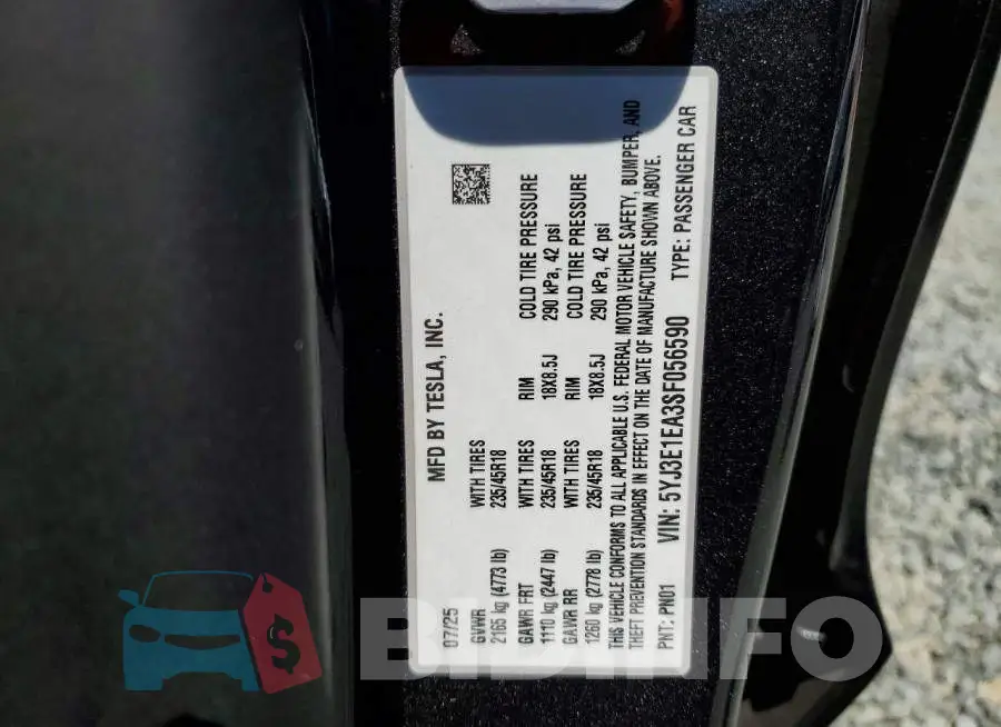 5YJ3E1EA3SF056590 Photo# 12