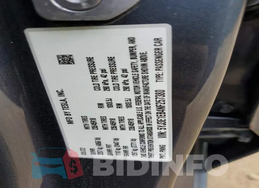 5YJ3E1EB4NF257380 Photo# 12