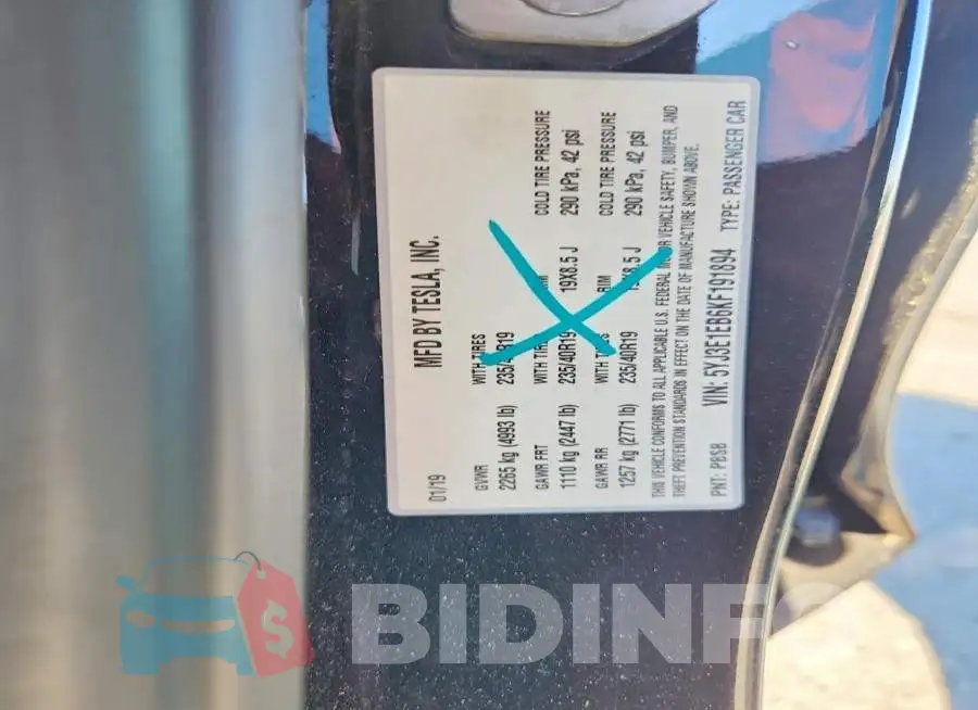 5YJ3E1EB6KF191894 Photo# 12