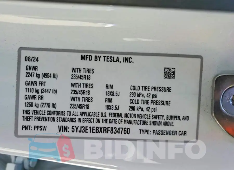 5YJ3E1EBXRF834760 Photo# 12