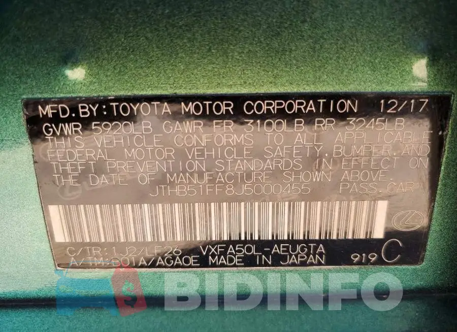 JTHB51FF8J5000455 Photo# 12