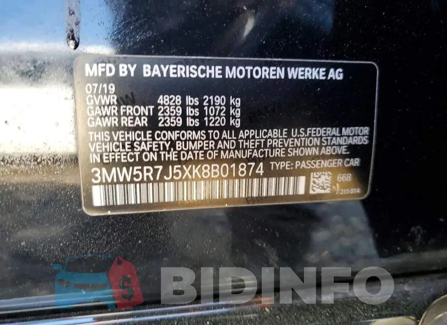 3MW5R7J5XK8B01874 Photo# 12