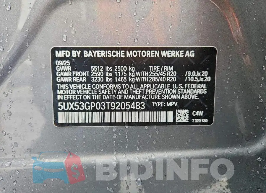 5UX53GP03T9205483 Photo# 12