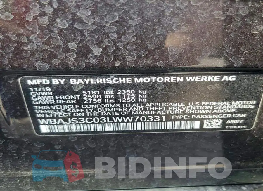WBAJS3C03LWW70331 Photo# 13