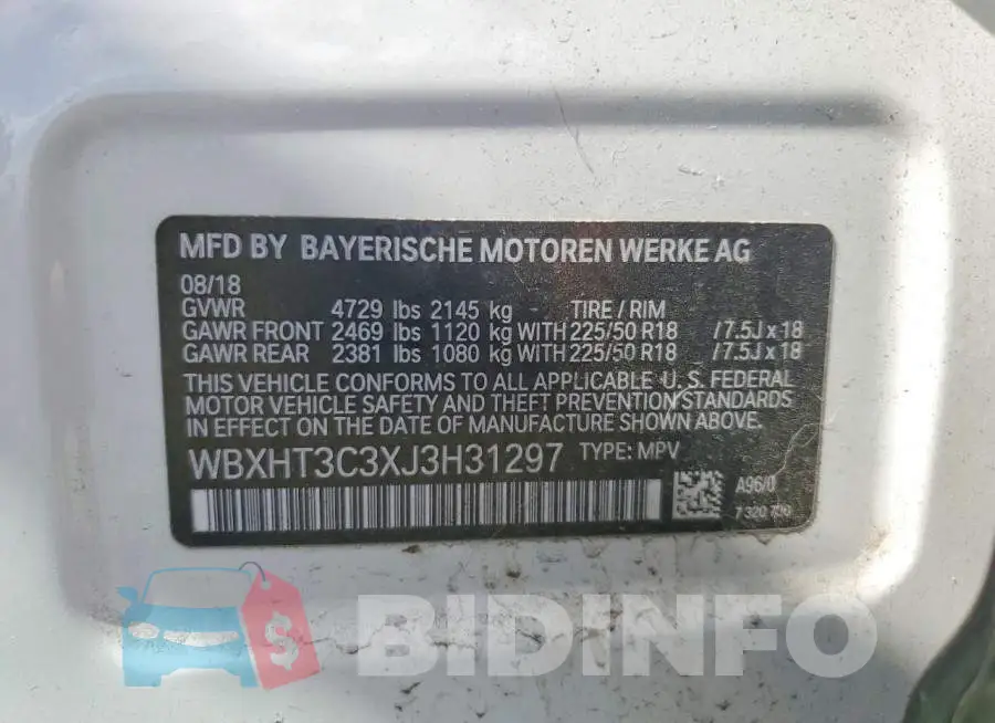 WBXHT3C3XJ3H31297 Photo# 13