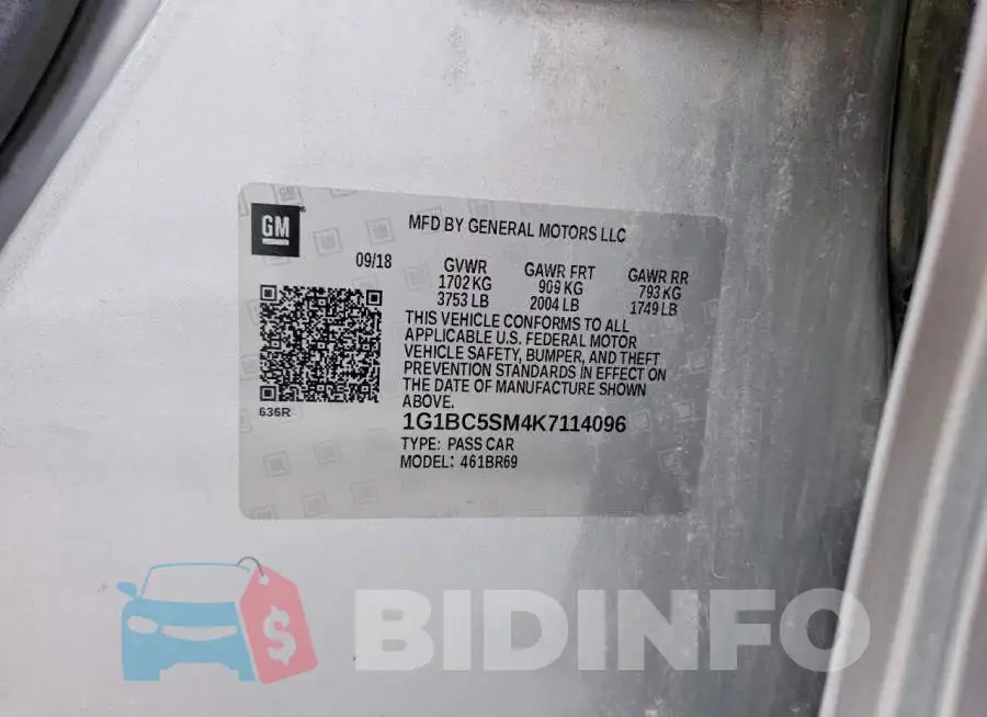 1G1BC5SM4K7114096 Photo# 12