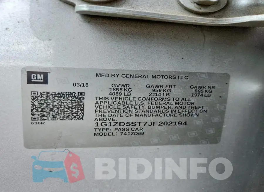 1G1ZD5ST7JF202194 Photo# 12