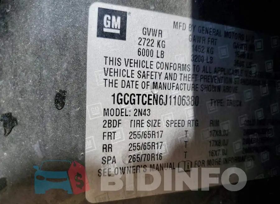 1GCGTCEN6J1106380 Photo# 12