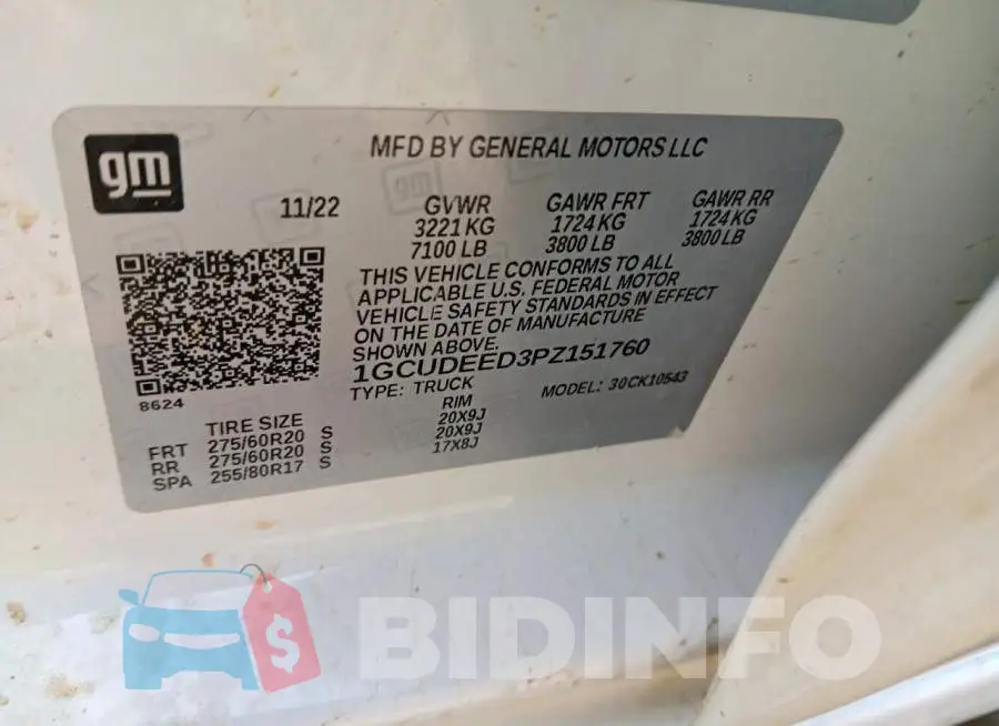 1GCUDEED3PZ151760 Photo# 12