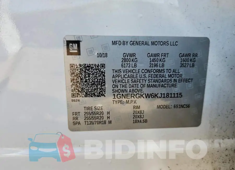 1GNERGKW6KJ181115 Photo# 14
