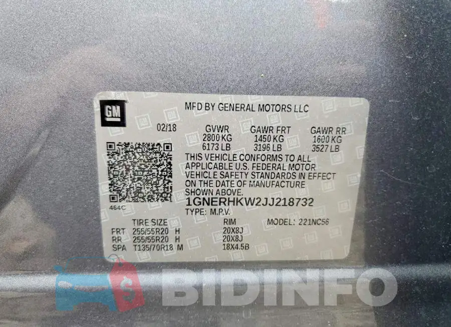 1GNERHKW2JJ218732 Photo# 14