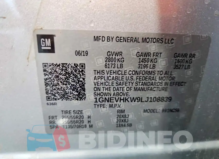 1GNEVHKW9LJ108839 Photo# 13