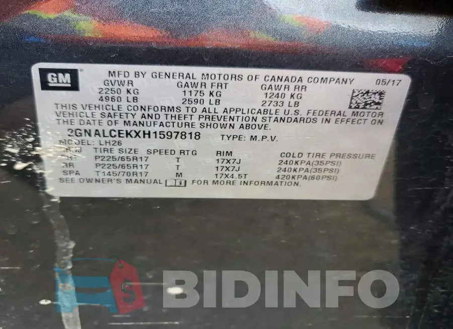 2GNALCEKXH1597818 Photo# 13
