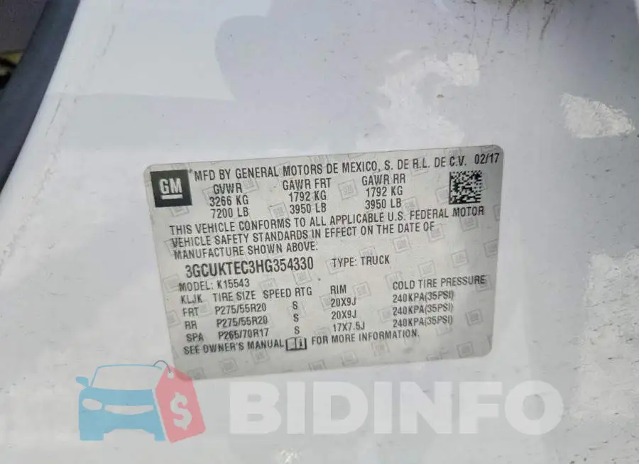 3GCUKTEC3HG354330 Photo# 12