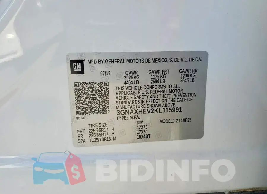 3GNAXHEV2KL115991 Photo# 12