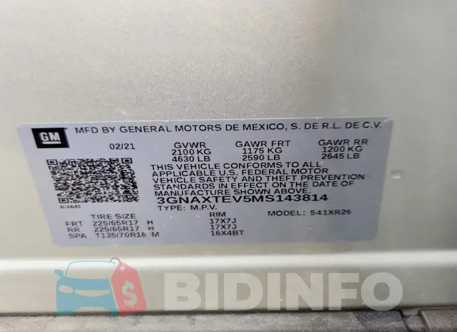 3GNAXTEV5MS143814 Photo# 13