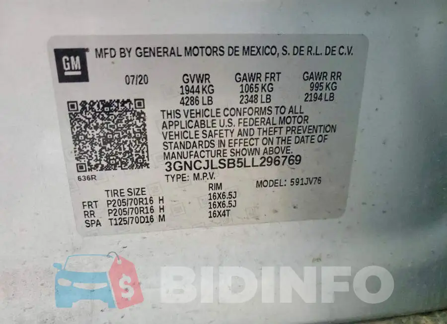 3GNCJLSB5LL296769 Photo# 13