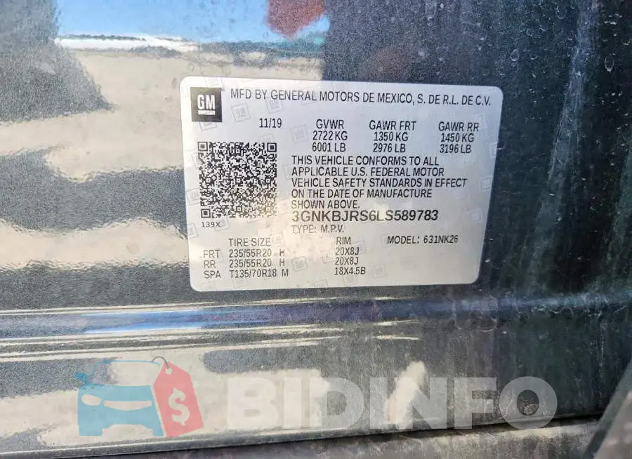 3GNKBJRS6LS589783 Photo# 12