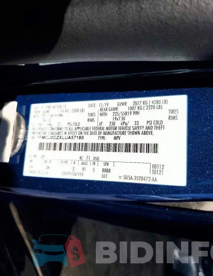 1FMCU0DZXLUA57180 Photo# 13