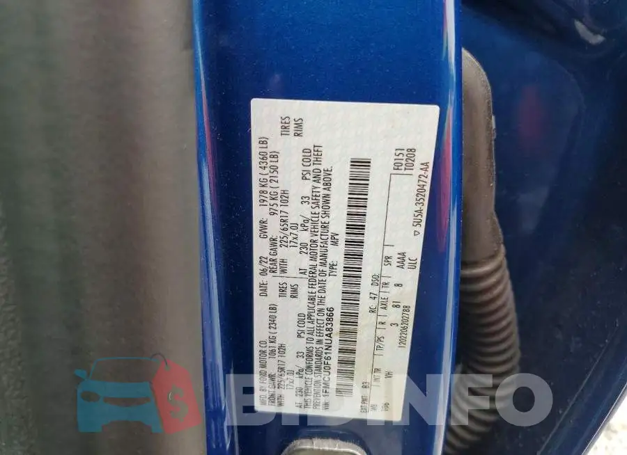 1FMCU0F61NUA83866 Photo# 13