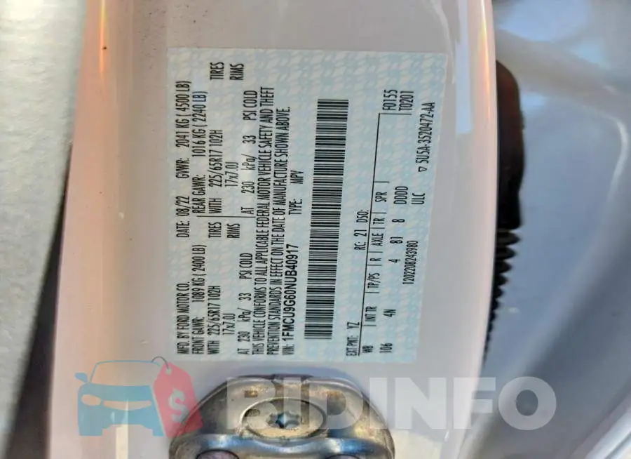 1FMCU9G60NUB40917 Photo# 12