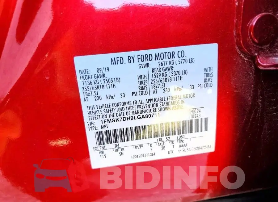 1FMSK7DH9LGA80711 Photo# 14