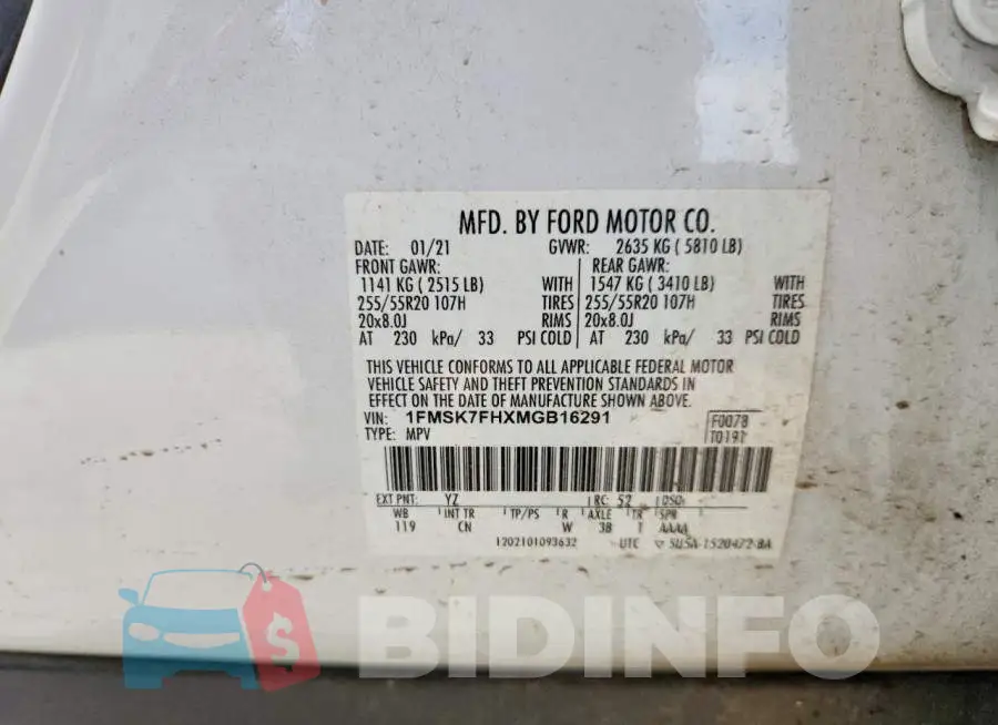 1FMSK7FHXMGB16291 Photo# 14
