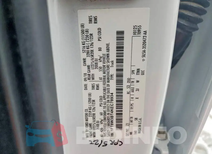 1FT8W3BT4KEC78934 Photo# 12