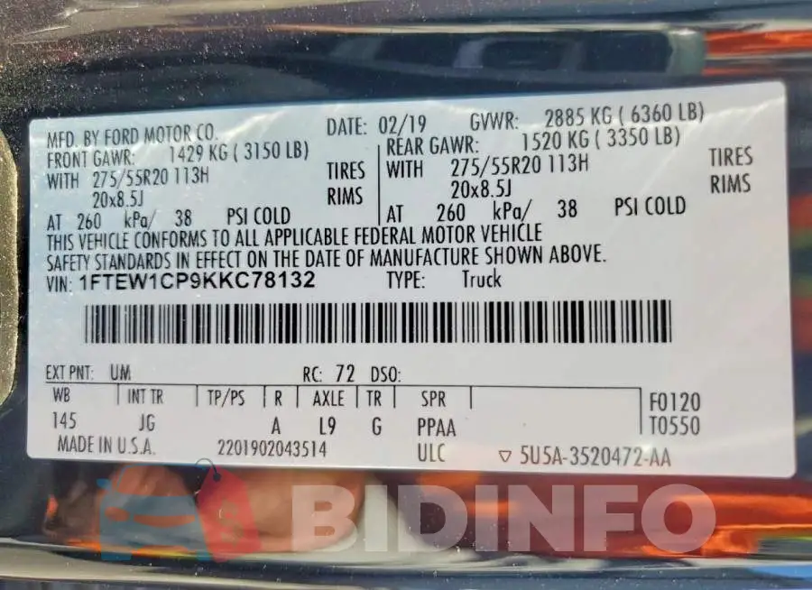 1FTEW1CP9KKC78132 Photo# 13