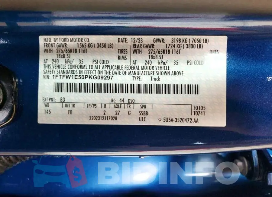 1FTFW1E50PKG09297 Photo# 13