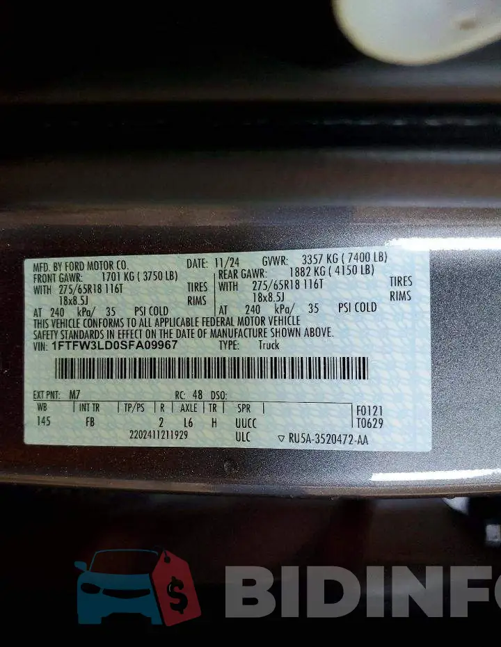 1FTFW3LD0SFA09967 Photo# 12