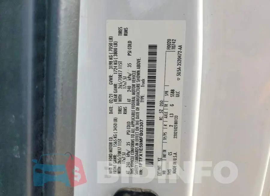 1FTFX1E59MFB03307 Photo# 12