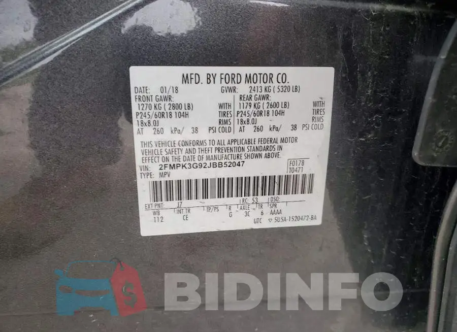 2FMPK3G92JBB52047 Photo# 13