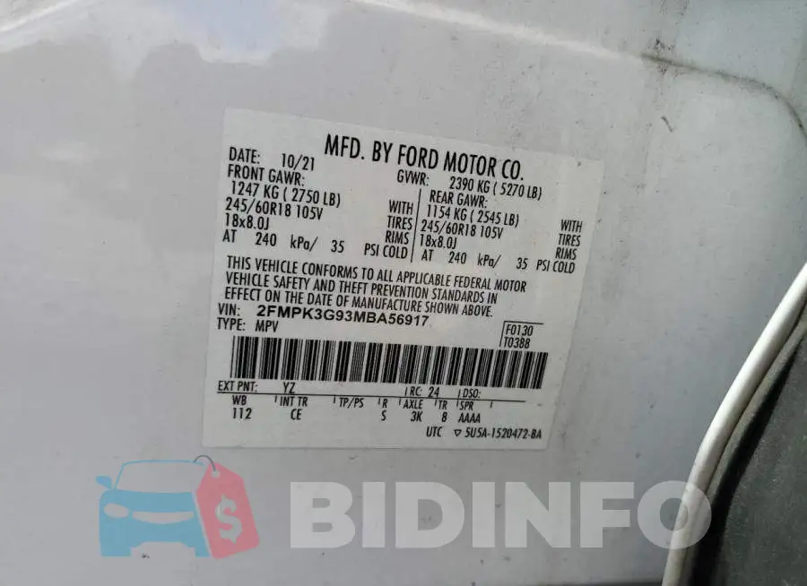 2FMPK3G93MBA56917 Photo# 14