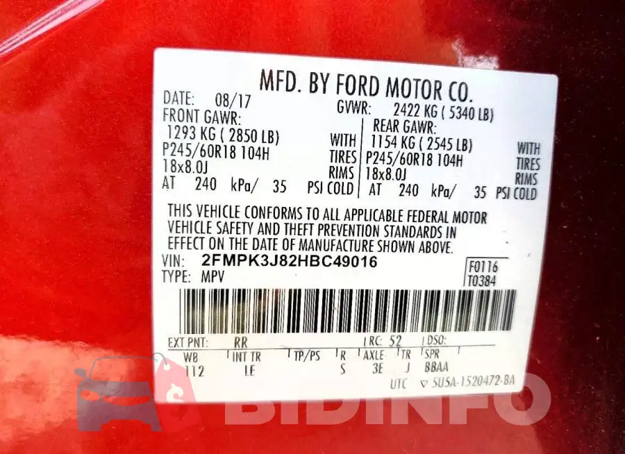 2FMPK3J82HBC49016 Photo# 13