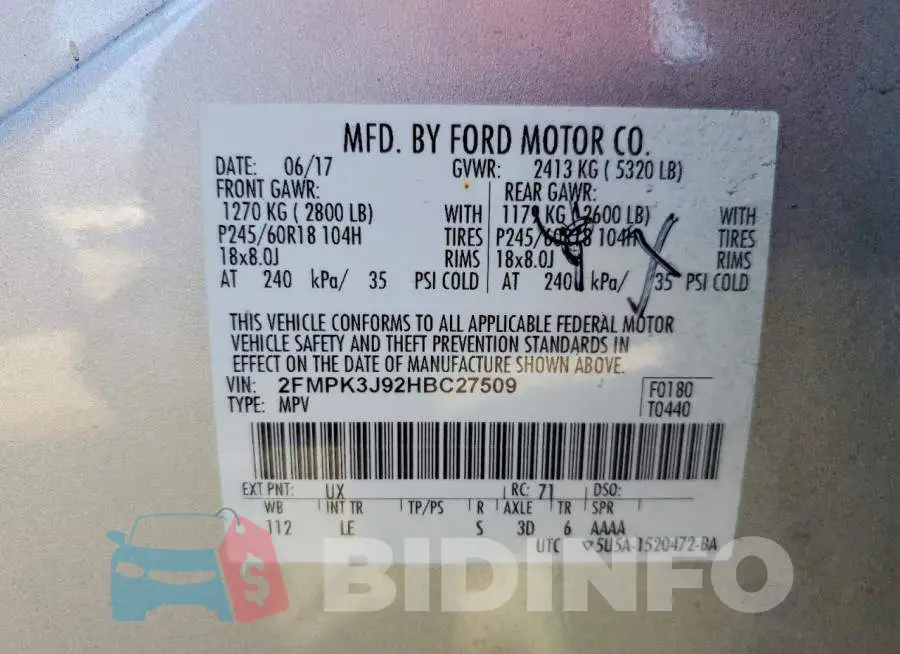 2FMPK3J92HBC27509 Photo# 12