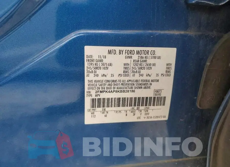 2FMPK4AP8KBB28186 Photo# 13