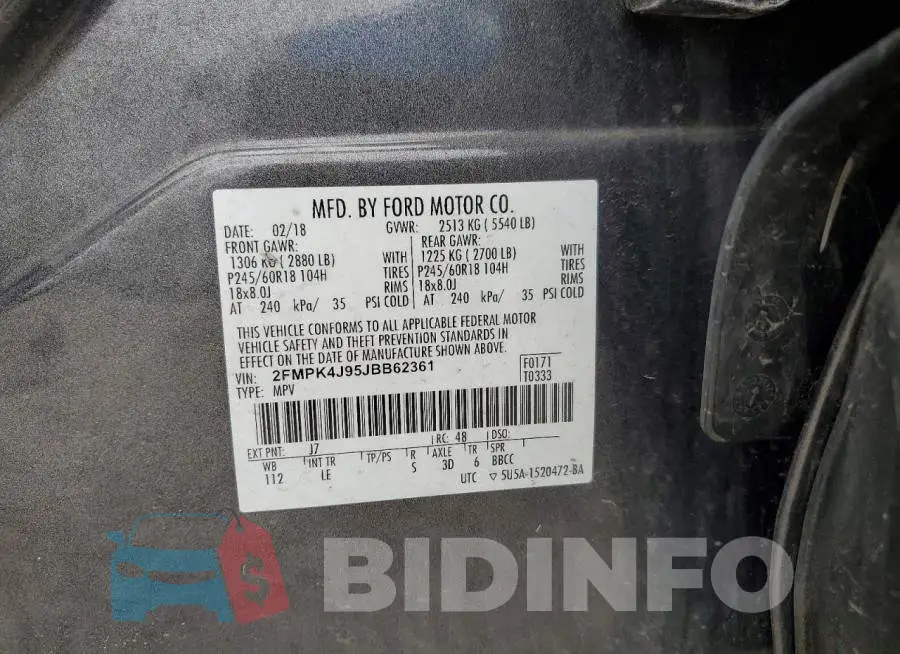 2FMPK4J95JBB62361 Photo# 12