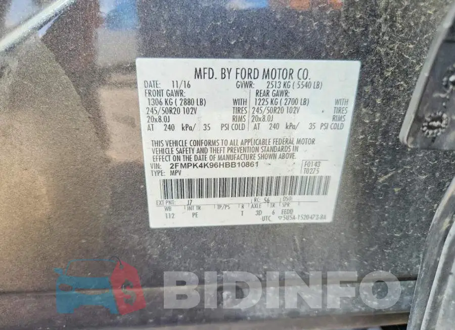 2FMPK4K96HBB10861 Photo# 13