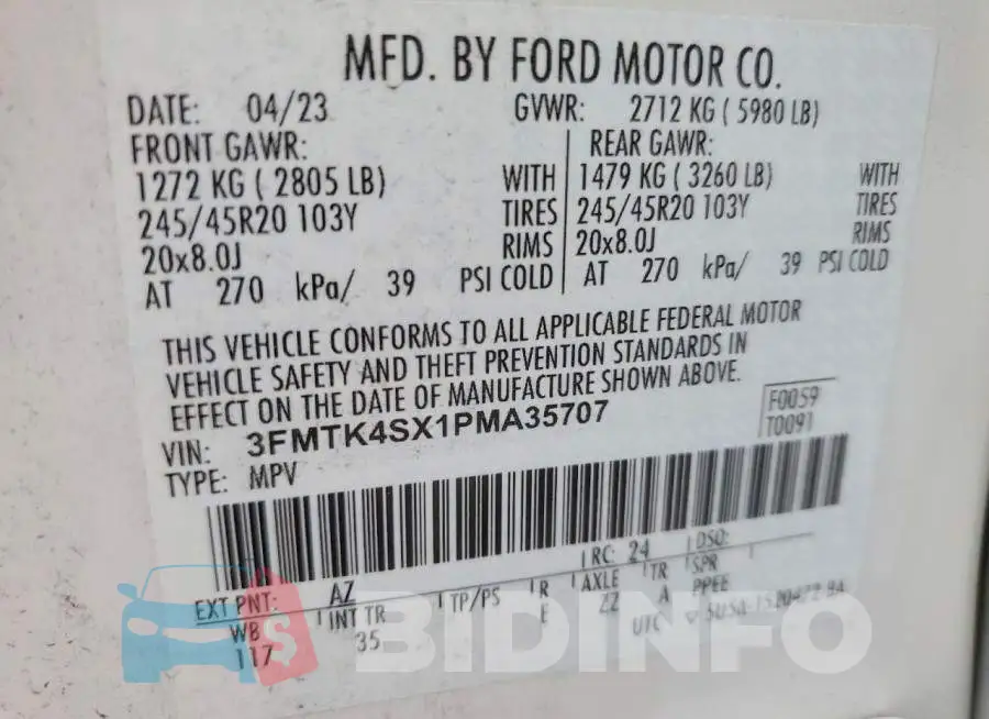 3FMTK4SX1PMA35707 Photo# 13
