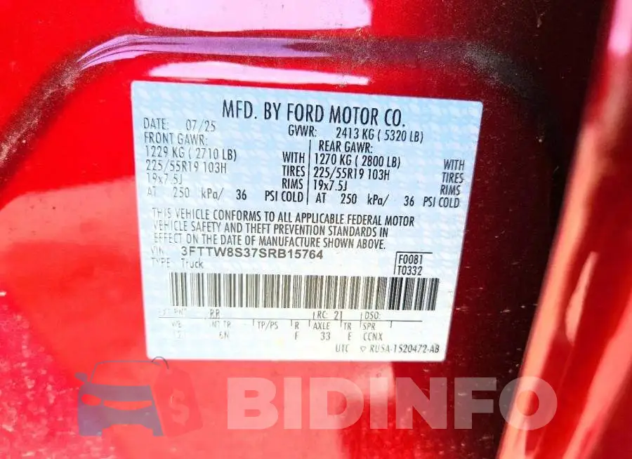 3FTTW8S37SRB15764 Photo# 13