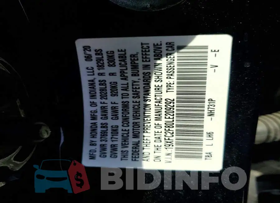 19XFC2F80LE209292 Photo# 13