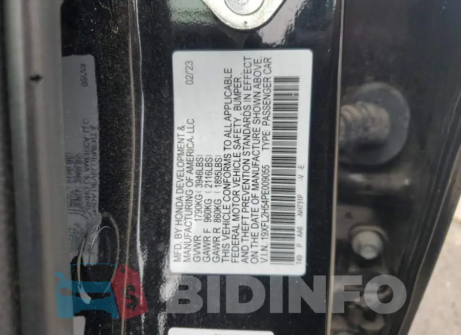 19XFL2H54PE009055 Photo# 12