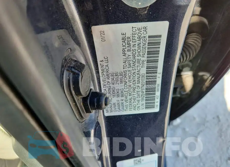 19XZE4F97NE010383 Photo# 13